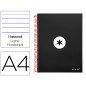 Cuaderno espiral a4 micro antartik tapa forrada 120h 90 gr horizontal 5 bandas 4 taladros color negro