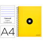 Cuaderno espiral liderpapel a4 micro antartik tapa forrada 120h 100 gr horizontal 5 bandas 4 taladros color amarillo f f