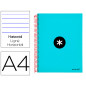 Cuaderno espiral liderpapel a4 micro antartik tapa forrada 120h 100 gr horizontal 5 bandas 4 taladros color turquesa