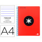 Cuaderno espiral liderpapel a4 micro antartik tapa plastico 120h 100 gr horizontal 5 bandas 4 taladros color rojo