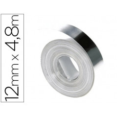 Cinta dymo aluminio 12mm x 4,8mt sin adhesivo para rotuladora