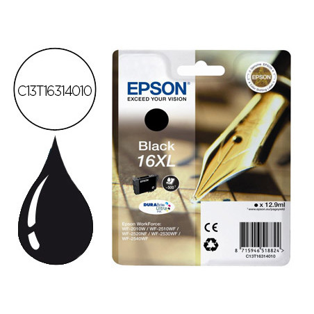 Ink-jet epson 16xl wf2010w wf2510wf wf2520nf wf2530wf wf2540wf negro 500 pag