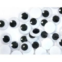 Ojos moviles autoadhesivos 15 mm color negro bolsa de 40 unidades