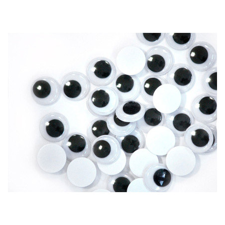 Ojos moviles autoadhesivos 10 mm color negro bolsa de 40 unidades