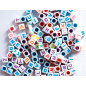 Cuentas de plastico abecedario forma de cubo 6 mm bolsa de 300 unidades colores surtidos