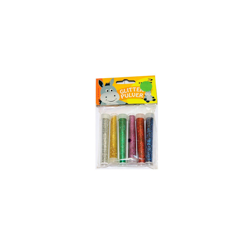 Purpurina en polvo fantasia 6 tubos colores surtidos de 6 gr