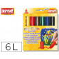 Tempera solida en barra playcolor pocket escolar caja de 6 colores surtidos
