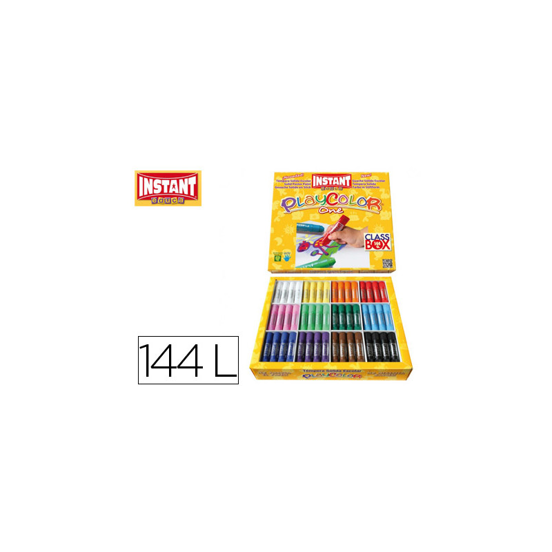 Tempera solida en barra playcolor escolar caja de 144 unidades 12 colores surtidos