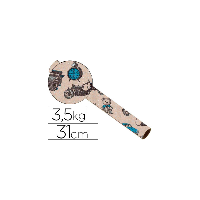 Papel de regalo kraft 4337 havana todo el año bobina 31 cm 3,5 kg
