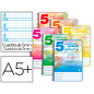 Cuaderno espiral liderpapel cuarto pautaguia tapa dura 80h 75gr cuadro pautado 5mm con margen