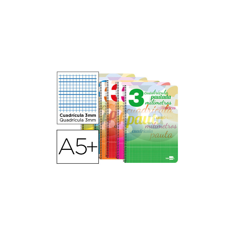 Cuaderno espiral liderpapel cuarto pautaguia tapa dura 80h 75gr cuadro pautado 3mm con margen