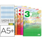 Cuaderno espiral liderpapel cuarto pautaguia tapa dura 80h 75gr cuadro pautado 3mm con margen