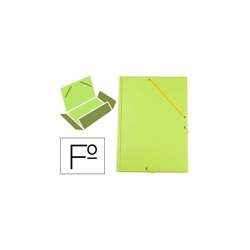 Carpeta liderpapel gomas tres solapas plastico folio color verde