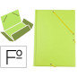 Carpeta liderpapel gomas tres solapas plastico folio color verde