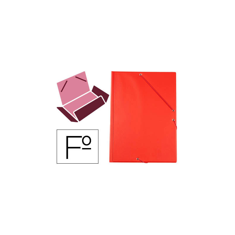 Carpeta liderpapel gomas tres solapas plastico folio color rojo