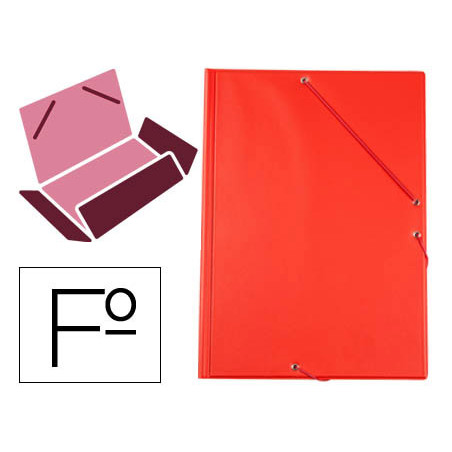 Carpeta liderpapel gomas tres solapas plastico folio color rojo