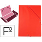 Carpeta liderpapel gomas tres solapas plastico folio color rojo