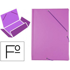 Carpeta liderpapel gomas plastico folio solapa color lila
