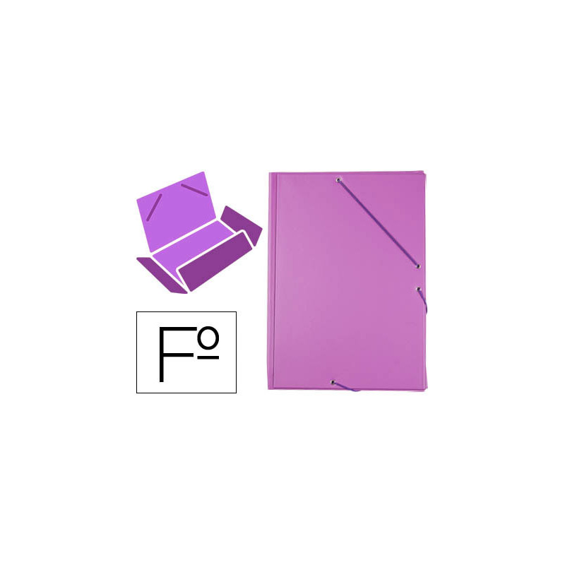 Carpeta liderpapel gomas tres solapas plastico folio color lila