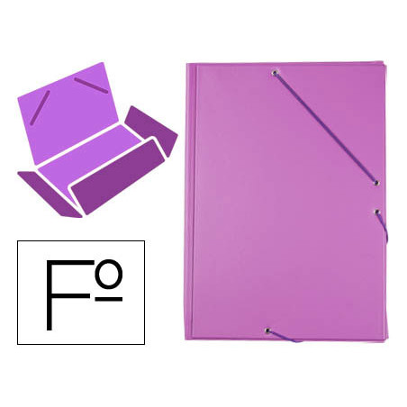 Carpeta liderpapel gomas tres solapas plastico folio color lila