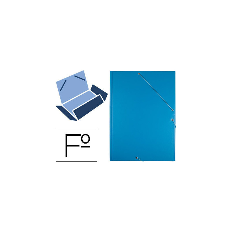 Carpeta liderpapel gomas tres solapas plastico folio color celeste