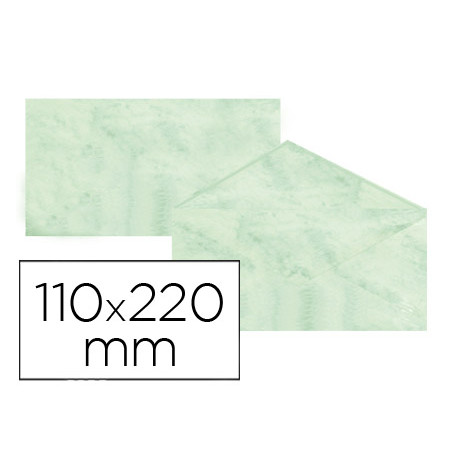 Sobre fantasia marmoleado verde 110x220 mm 90 gr paquete de 25
