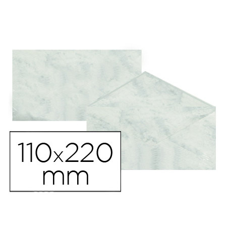 Sobre fantasia marmoleado gris 110x220 mm 90 gr paquete de 25