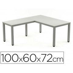 Ala para mesa rocada serie executive 60x 100 cm derecha o izquierda acabado ad02 aluminio/ gris