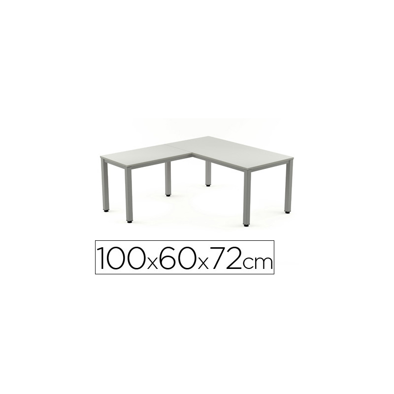 Ala para mesa rocada serie executive 60x100 cm derecha o izquierda acabado gris/gris