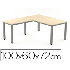 Ala para mesa rocada serie executive 60x 100 cm derecha o izquierda acabado ad01 aluminio/ haya