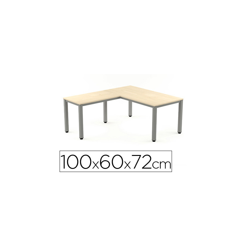 Ala para mesa rocada serie executive 60x100 cm derecha o izquierda acabado gris/haya