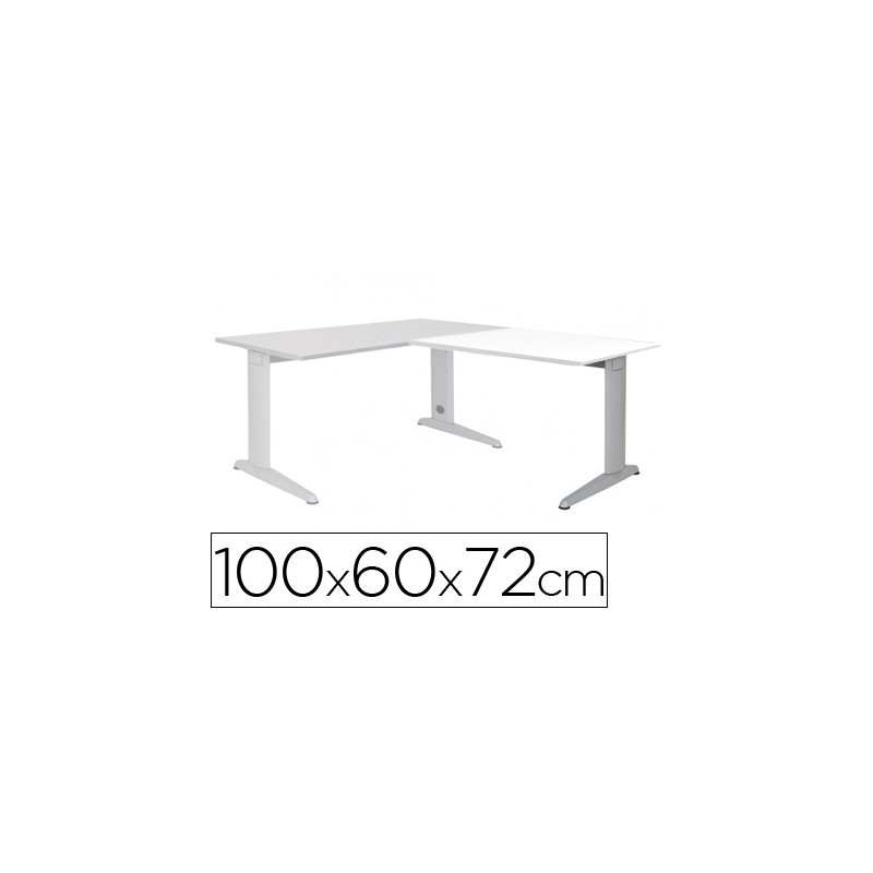 Ala para mesa rocada serie metal 60x 100 cm derecha o izquierda acabado ac04 aluminio/ blanco