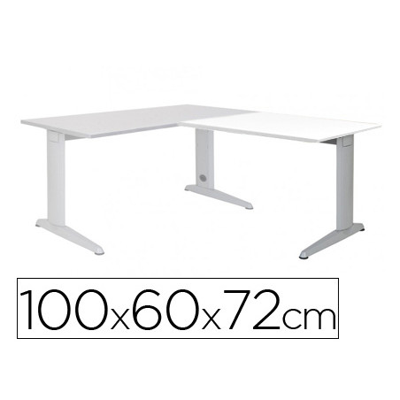 Ala para mesa rocada serie metal 60x 100 cm derecha o izquierda acabado ac04 aluminio/ blanco