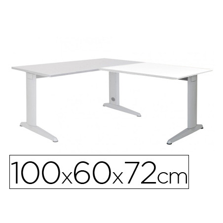 Ala para mesa rocada serie metal 60x 100 cm derecha o izquierda acabado ac04 aluminio/ blanco