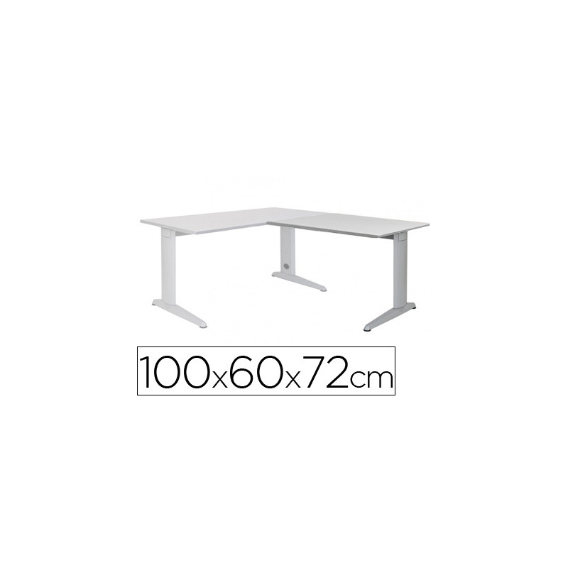 Ala para mesa rocada serie metal 60x100 cm derecha o izquierda acabado gris/gris