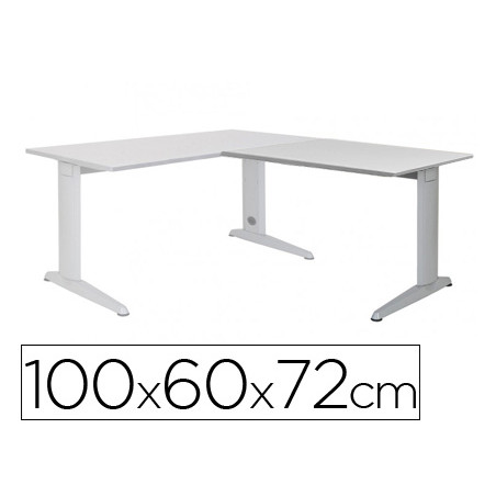 Ala para mesa rocada serie metal 60x 100 cm derecha o izquierda acabado ac02 aluminio/ gris