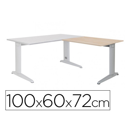 Ala para mesa rocada serie metal 60x 100 cm derecha o izquierda acabado ac01 aluminio/ haya