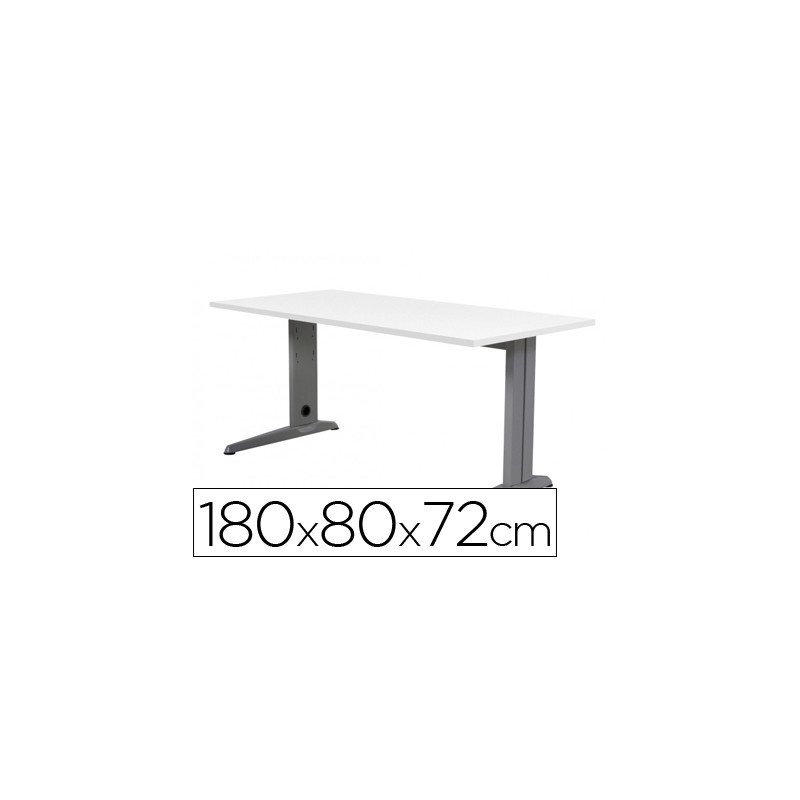 Mesa de oficina rocada metal 2003ac04 aluminio /blanco 180x80 cm