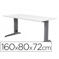 Mesa de oficina rocada metal 2002ac04 aluminio /blanco 160x80 cm