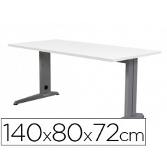 Mesa de oficina rocada metal 2001ac04 aluminio /blanco 140x80 cm