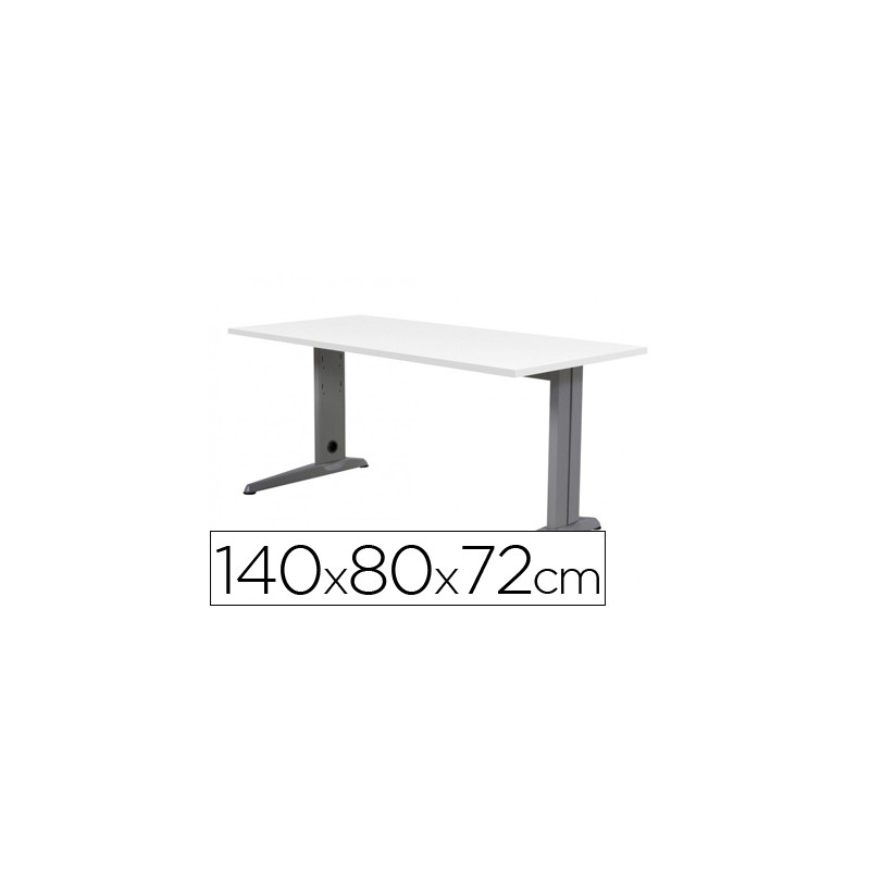 Mesa de oficina rocada metal 2001ac04 aluminio /blanco 140x80 cm