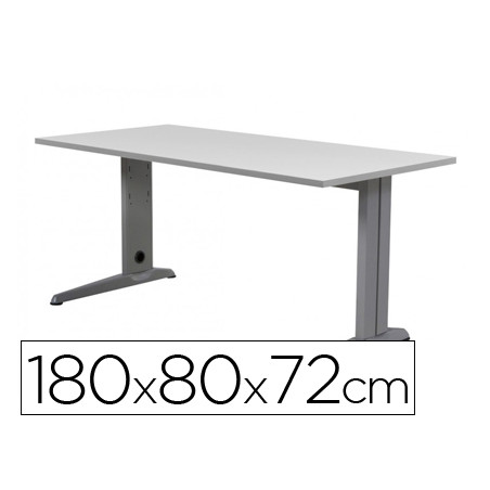 Mesa de oficina rocada metal 2003ac02 aluminio /gris 180x80 cm