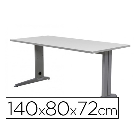 Mesa de oficina rocada metal 2001ac02 aluminio /gris 140x80 cm