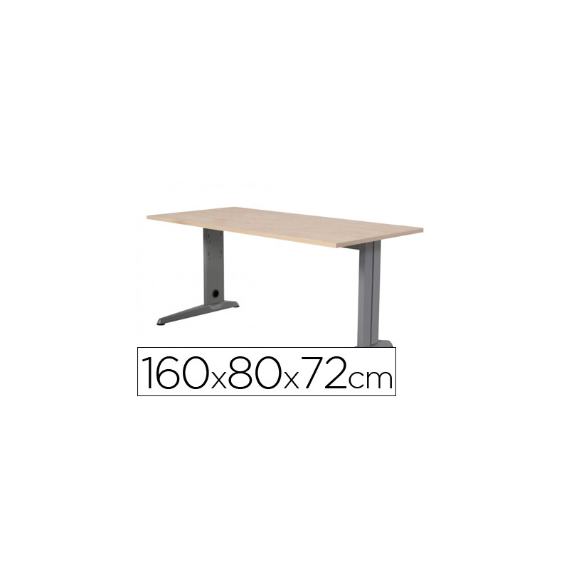 Mesa de oficina rocada metal 2002ac01 gris/haya 160x80 cm