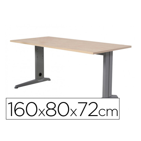 Mesa de oficina rocada metal 2002ac01 aluminio /haya 160x80 cm
