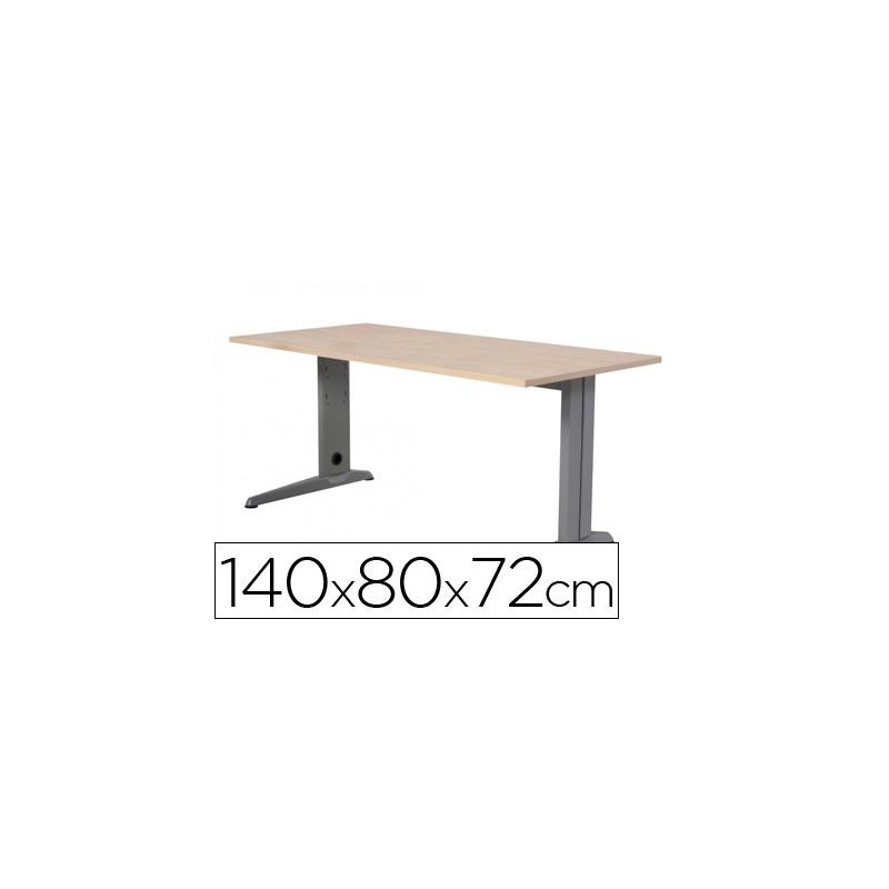 Mesa de oficina rocada metal 2001ac01 gris/haya 140x80 cm