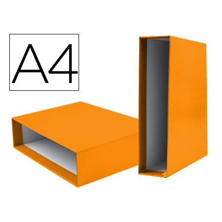 Caja archivador liderpapel de palanca carton din a4 documenta lomo 75mm color naranja