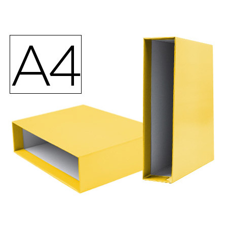 Caja archivador liderpapel de palanca carton din-a4 documenta lomo 82mm color amarillo
