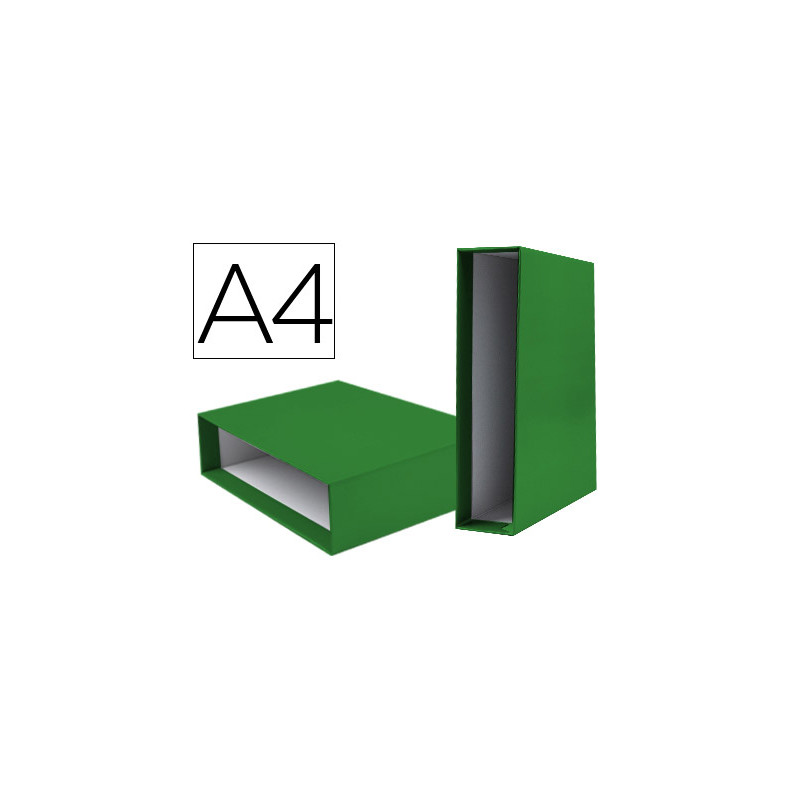 Caja archivador liderpapel de palanca carton din a4 documenta lomo 75mm color verde