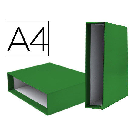 Caja archivador liderpapel de palanca carton din a4 documenta lomo 75mm color verde